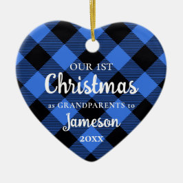 Erste Weihnachten als Großeltern Blue Heart Foto Keramik Ornament