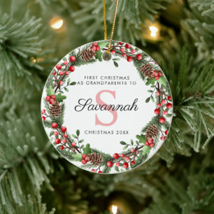 Erste Weihnachten als Großeltern Blumenrege Keramik Ornament