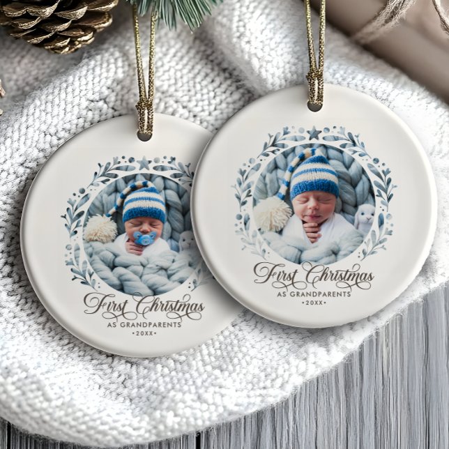 Erste Weihnachten als Großeltern Cutout 2-Foto Keramik Ornament (Von Creator hochgeladen)