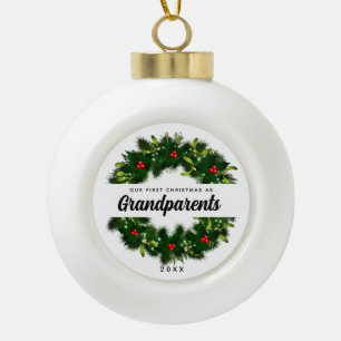 Erste Weihnachten als Großeltern Elegante Keepake Keramik Kugel-Ornament