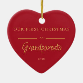 Erste Weihnachten als Großeltern Foto Rotes Orname Keramik Ornament