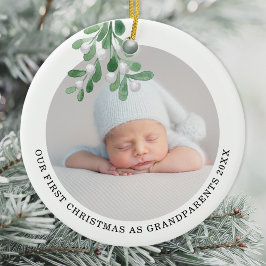 Erste Weihnachten als Großeltern Foto Wasserfarbe Keramik Ornament