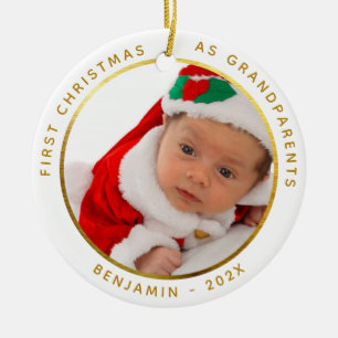 Erste Weihnachten als Großeltern Gold Baby Foto Keramik Ornament