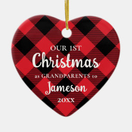 Erste Weihnachten als Großeltern Kariertes Herzklo Keramik Ornament