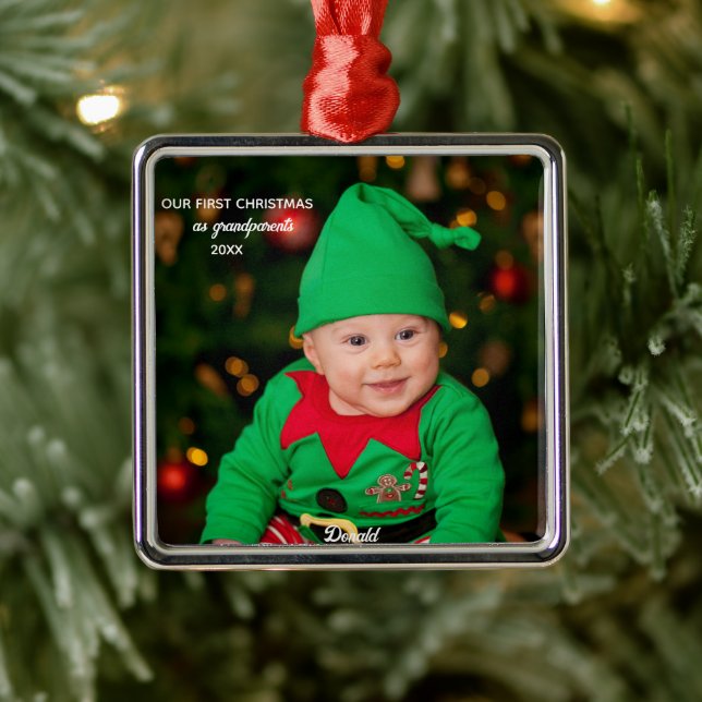 Erste Weihnachten als Großeltern - Metalldekoratio Ornament Aus Metall (Baum)