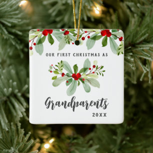 Erste Weihnachten als Großeltern Mistletoe Foto Keramikornament