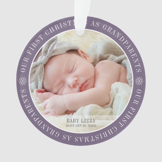 Erste Weihnachten als Großeltern Modernes Foto Ornament (Vorderseite)