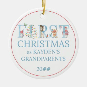 Erste Weihnachten als Großeltern Niedliches Foto Keramik Ornament
