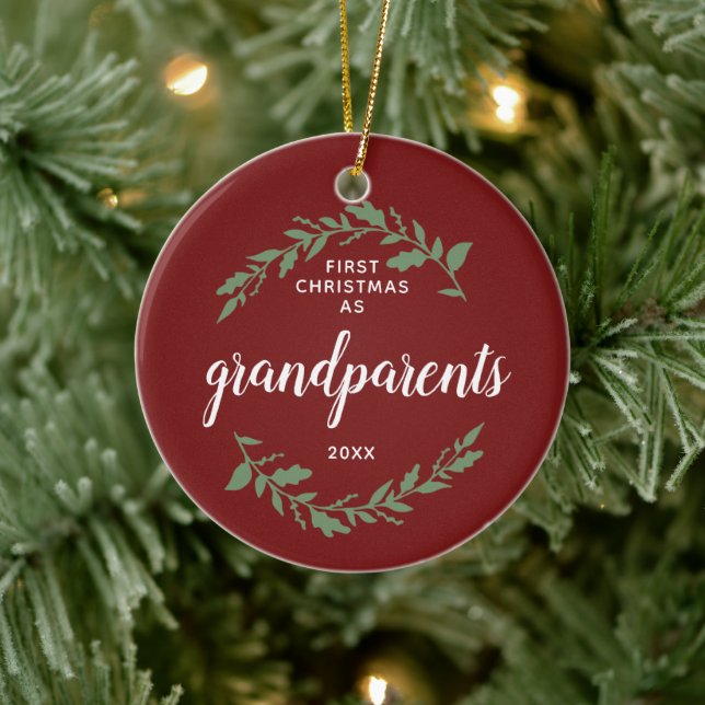 Erste Weihnachten als Großeltern Personalisierte W Keramik Ornament (Baum)