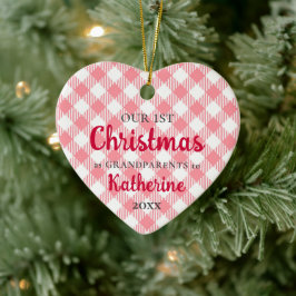 Erste Weihnachten als Großeltern Pink Heart Foto Keramik Ornament