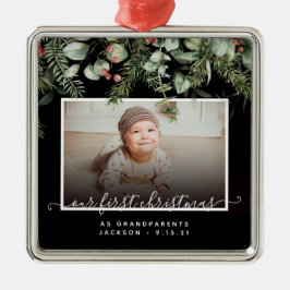 Erste Weihnachten als Großeltern Wintergrün Ornament Aus Metall