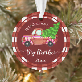 Erste Weihnachten als großer Bruder roter Lkw Ornament