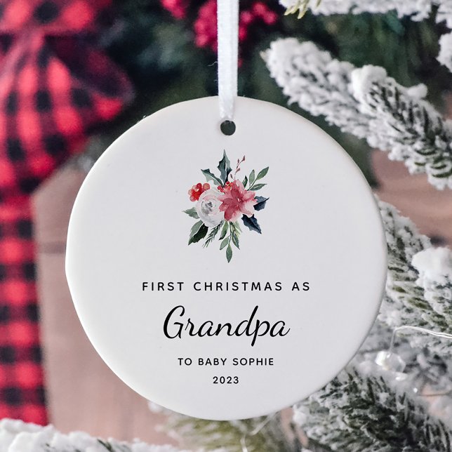 Erste Weihnachten als Großvater | Einfach und eleg Keramik Ornament (A simple and elegant holiday keepsake for his first Christmas as a grandfather)