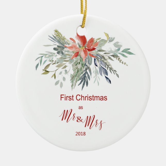 Erste Weihnachten als Herr & Frau 2018 Keramik Ornament (Vorne)