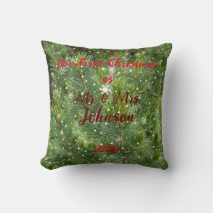 Erste Weihnachten als Herr & Frau bearbeitbare Nam Kissen