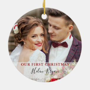Erste Weihnachten als Herr & Mrs. Custom Foto Keramik Ornament