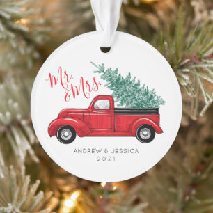 Erste Weihnachten als Herr & Mrs.   Vintager Roter Ornament