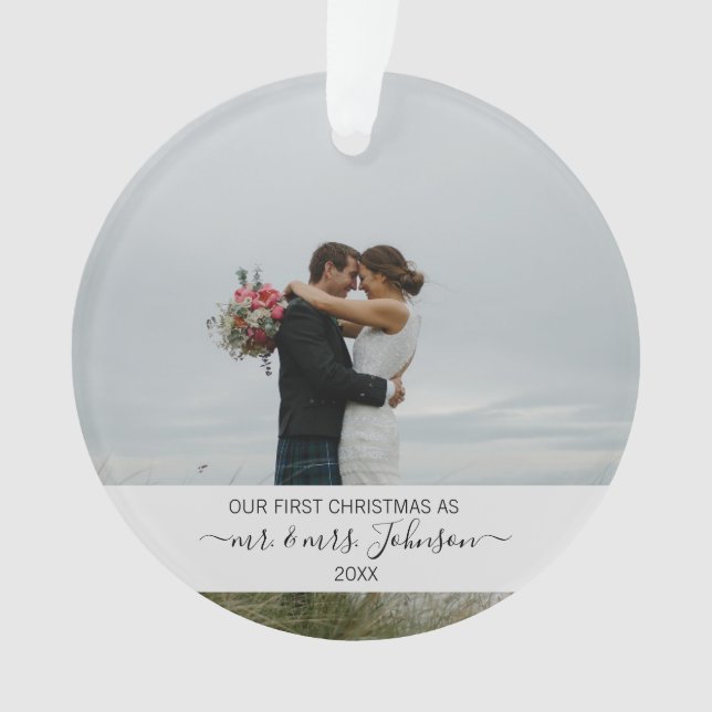 Erste Weihnachten als Herr & Mrs. Wedding Foto Ornament (Vorderseite)
