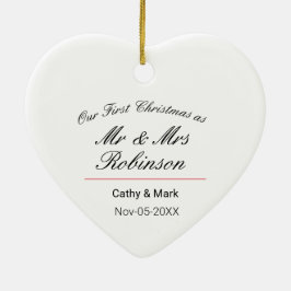 Erste Weihnachten als Herr und Frau. Keramik Ornament