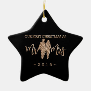 Erste Weihnachten als Herr und Frau Wedding Couple Keramik Ornament