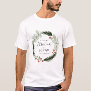 Erste Weihnachten als Herr und Frau Wreath Holiday T-Shirt
