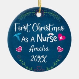 Erste Weihnachten als Krankenschwester 2023, Perso Keramik Ornament