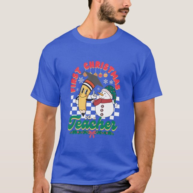 Erste Weihnachten als Lehrer - Weihnachtsschneemän T-Shirt (Vorderseite)