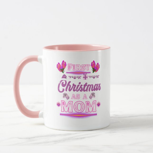Erste Weihnachten als Mama eines Babymädchens Tasse (Links)
