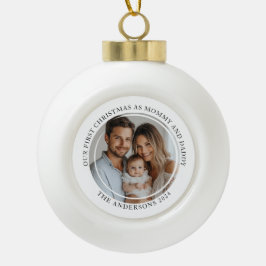 Erste Weihnachten als Mama und Papa Custom Foto Keramik Kugel-Ornament