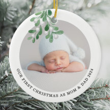 Erste Weihnachten als Mama und Vater Foto Aquarell
