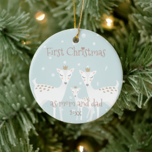 Erste Weihnachten als Mama und Vater - Niedliches Keramik Ornament
