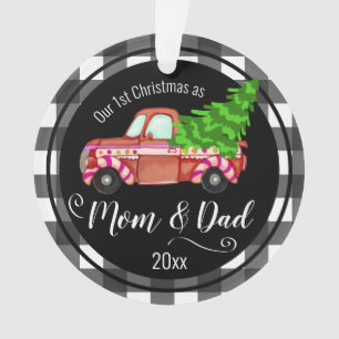 Erste Weihnachten als Mama und Vater Roter LKW Ornament
