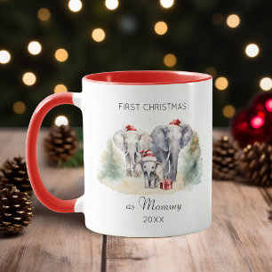 Erste Weihnachten als Mama Watercolor Baby Elephan Tasse