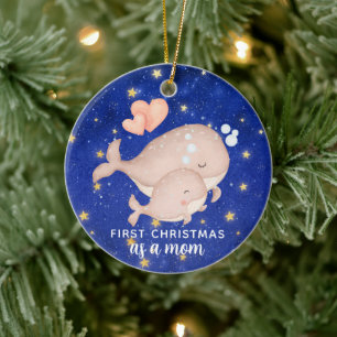 Erste Weihnachten als Mama Whale Personalisiert Keramik Ornament