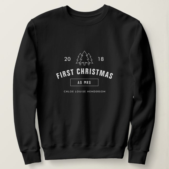 Erste Weihnachten als Miss-Schwarz-weiß-Logo Sweatshirt (Design vorne)