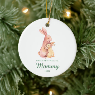 Erste Weihnachten als Mommy Baby Bunny Personalisi Keramik Ornament