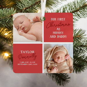 Erste Weihnachten als Mommy Daddy Red Foto Ornament Aus Metall