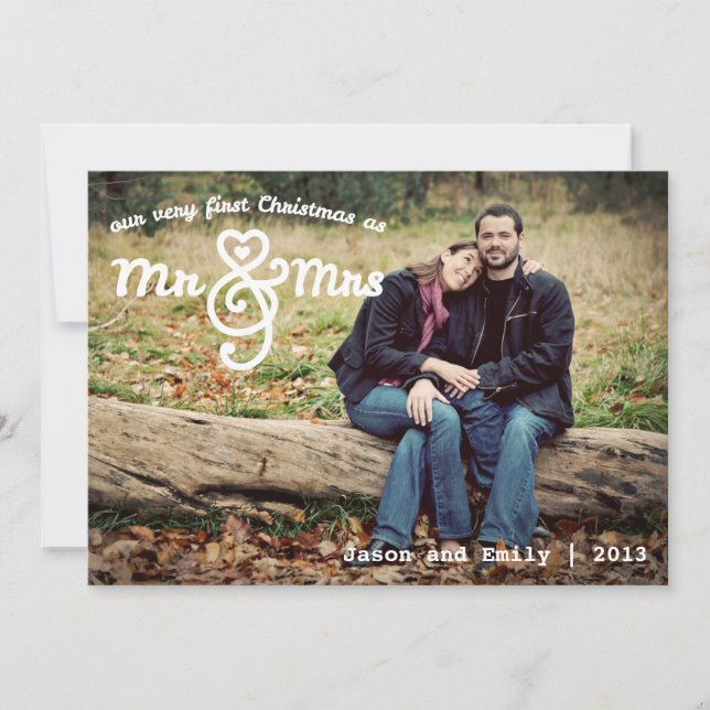 Erste Weihnachten als Mr. & Mrs. Holiday Foto Card (Vorderseite)