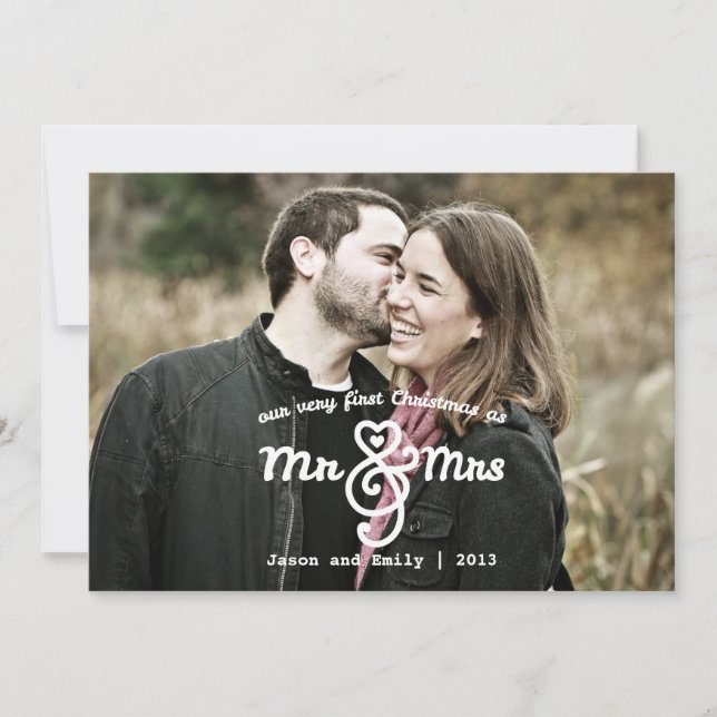 Erste Weihnachten als Mr. & Mrs. Holiday Foto Card (Vorderseite)