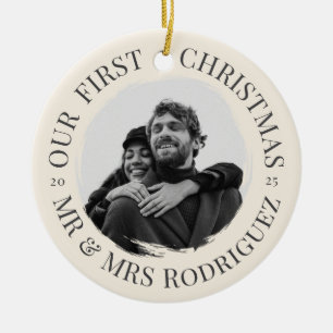Erste Weihnachten als Mr. & Mrs. Keramik Ornament