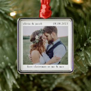 Erste Weihnachten als Mr. & Mrs. Wedding Foto Keep Ornament Aus Metall