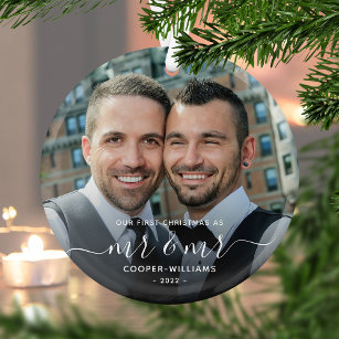 Erste Weihnachten als Mr. und Mr. LGBTQ Keepake Ornament Aus Glas