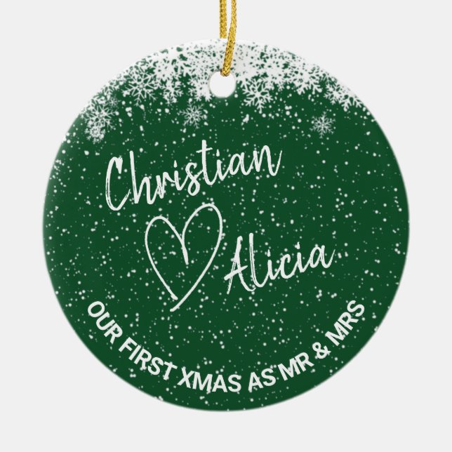 Erste Weihnachten als Mr. und Mrs. Green Ornament (Vorne)