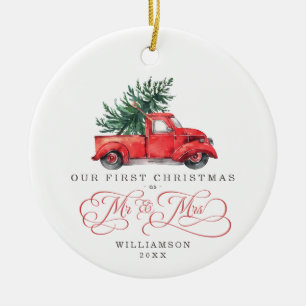 Erste Weihnachten als Mr. und Mrs. / Vintag Red Tr Keramik Ornament
