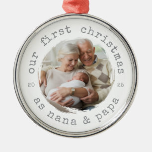 Erste Weihnachten als Nana & Papa 2025 Großeltern Ornament Aus Metall