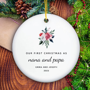 Erste Weihnachten als Nana und Papa   elegant Keramik Ornament