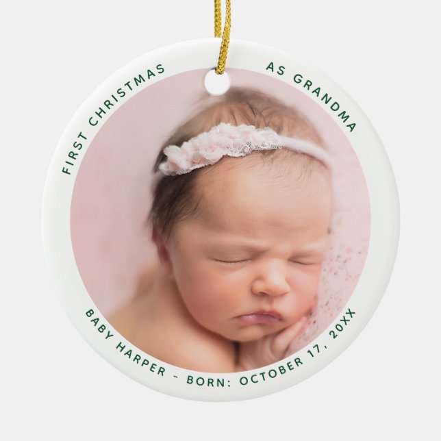 Erste Weihnachten als Oma Baby Foto Keramik Ornament (Vorne)