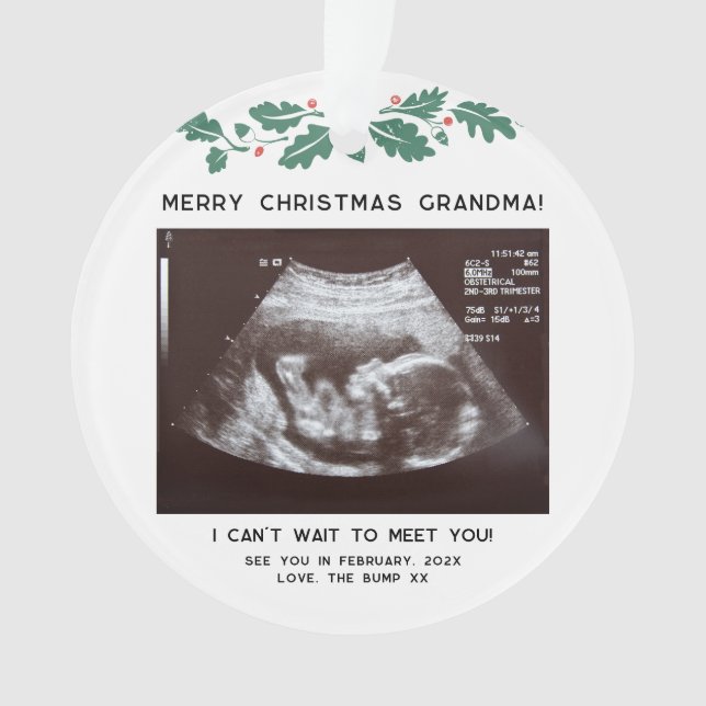 Erste Weihnachten als Oma Baby Sonogram Keepake Ornament (Vorderseite)