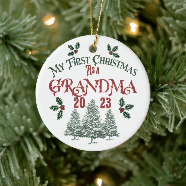 Erste Weihnachten als Oma Keramik Ornament (Baum)