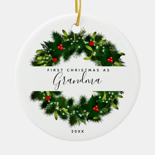Erste Weihnachten als Oma Moderne Kleider Custom Keramik Ornament (Vorne)